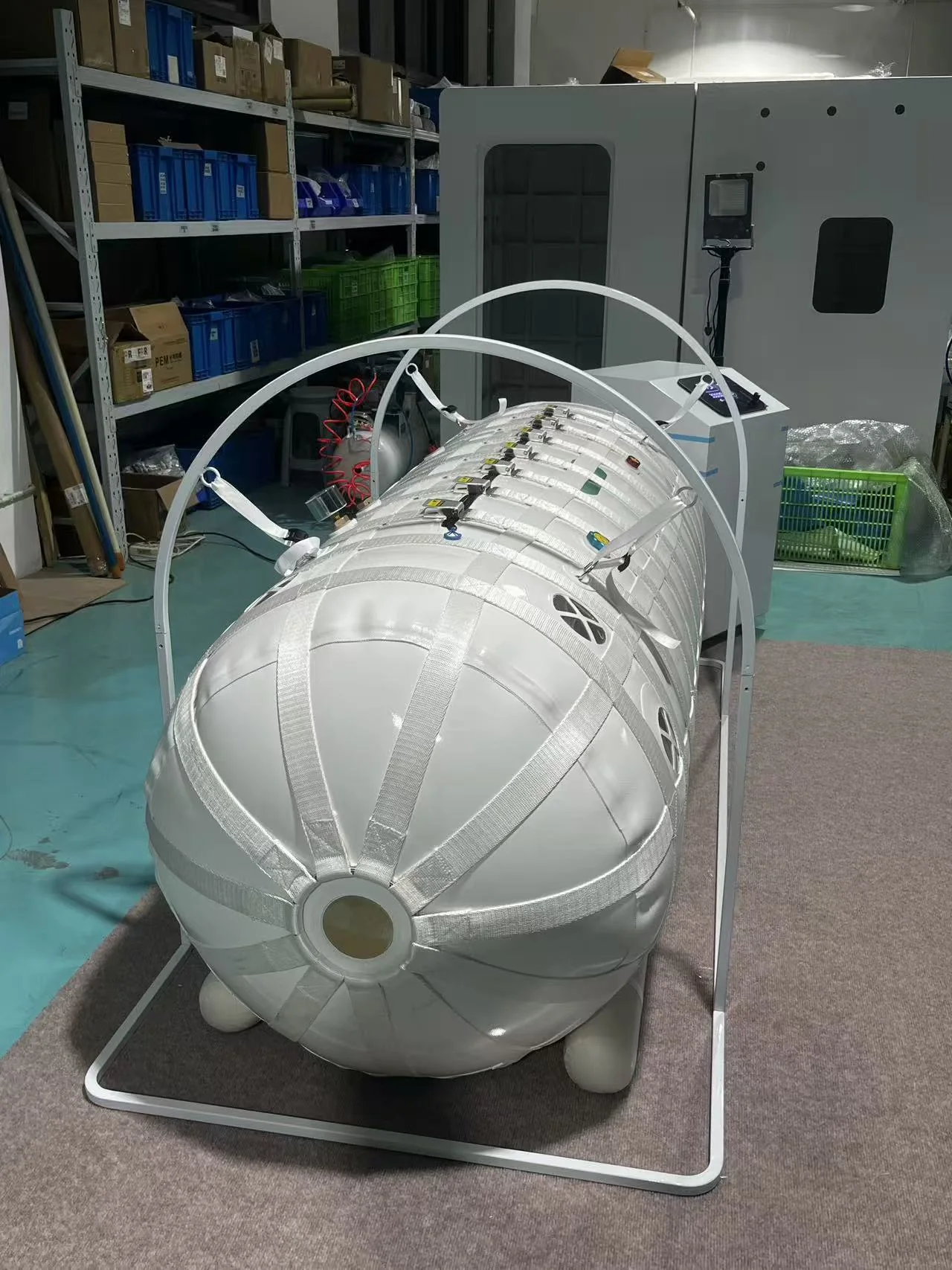 CONSIDER soft hyperbaric chamber frame connection points and hardware during factory preparation