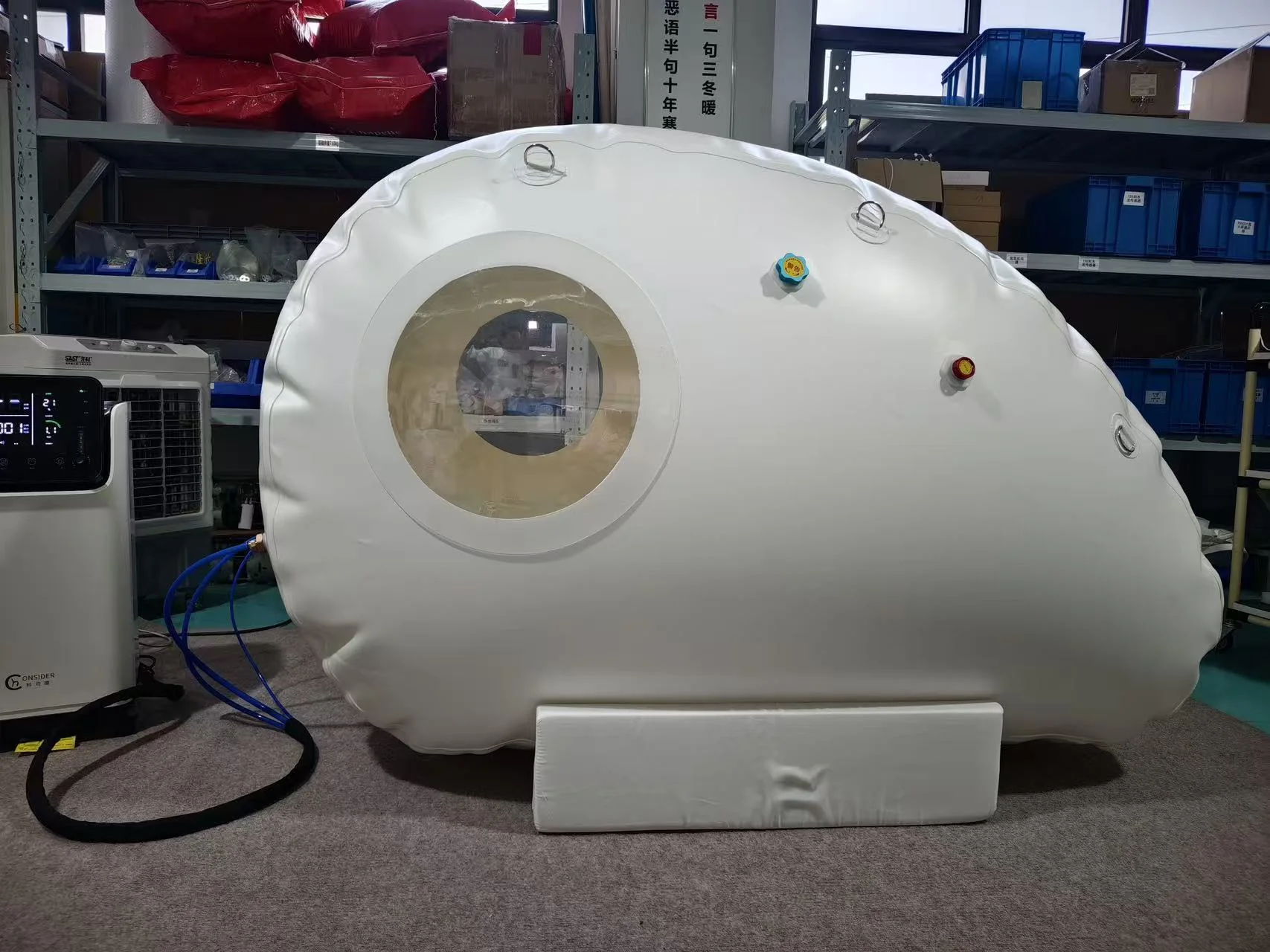CONSIDER soft sitting hyperbaric chamber configured with its support equipment in the factory