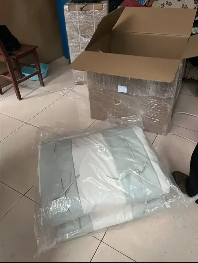 Packaged soft chamber components during customer unboxing